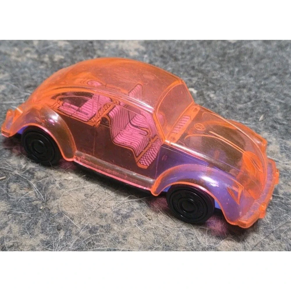 Vintage Japan Tin & Pink Plastic VW Volkswagen Beetle Bug Litho Interior